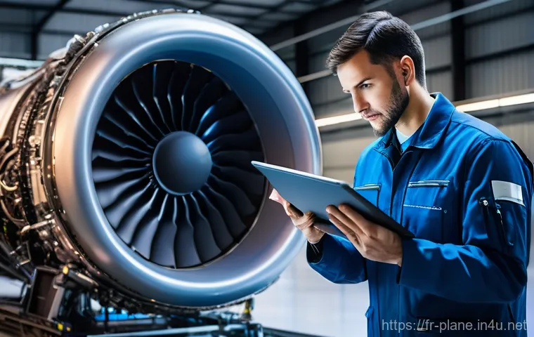 항공정비사의 안전 관리 중요성 - **Prompt 1: Dedicated Aviation Mechanics Ensuring Safety**
    "A wide shot inside a brightly lit, m...