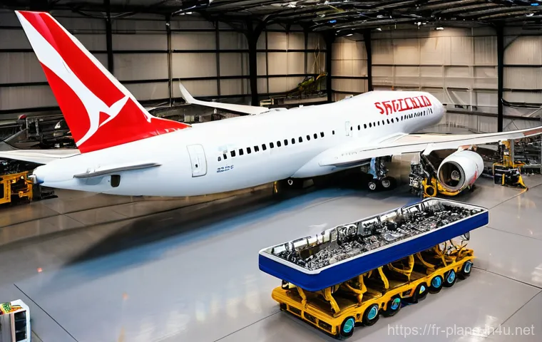 항공정비사와 항공기 안전 점검 - A dynamic, medium-shot photograph showcasing a diverse team of two aircraft technicians (one male, o...
