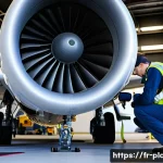 항공정비사로 일하며 겪는 보람 - A skilled aeronautical maintenance technician in a modern aircraft hangar, wearing safety gear inclu...
