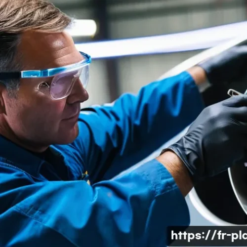 항공정비사 실기 시험 준비 방법 - A detailed scene of a professional aviation maintenance technician working meticulously on an aircra...