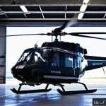 항공정비사와 헬리콥터 정비 - A detailed scene inside a helicopter maintenance hangar in France, featuring a skilled technician we...